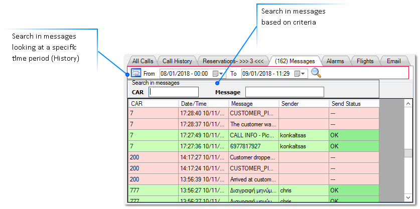 Searching in Messages table 