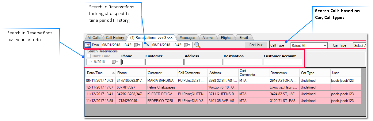 Searching in Reservation table