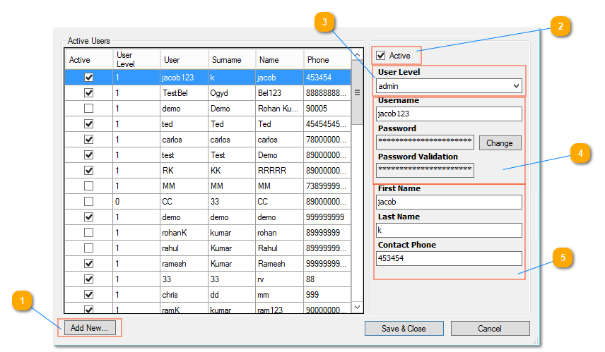 Users' Form